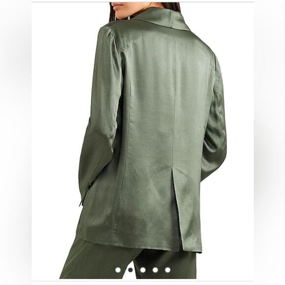 Asceno Green Silk Double Breasted Oversized Blazer | Size M - Picture 3 of 12
